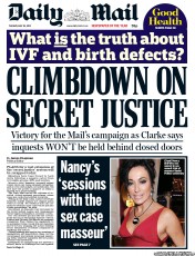 Daily Mail (UK) Newspaper Front Page for 29 May 2012
