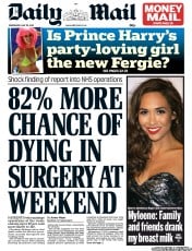 Daily Mail (UK) Newspaper Front Page for 29 May 2013