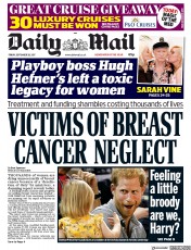 Daily Mail (UK) Newspaper Front Page for 29 September 2017