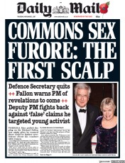 Daily Mail (UK) Newspaper Front Page for 2 November 2017