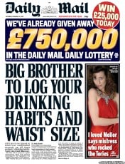 Daily Mail (UK) Newspaper Front Page for 2 February 2013