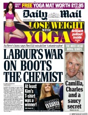 Daily Mail (UK) Newspaper Front Page for 2 February 2015