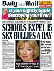 Daily Mail (UK) Newspaper Front Page for 2 April 2013