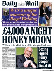 Daily Mail (UK) Newspaper Front Page for 2 May 2011