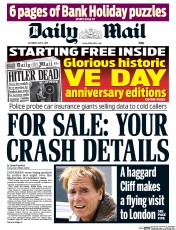 Daily Mail (UK) Newspaper Front Page for 2 May 2015