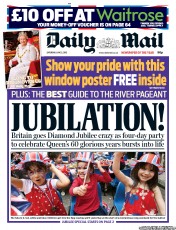 Daily Mail (UK) Newspaper Front Page for 2 June 2012