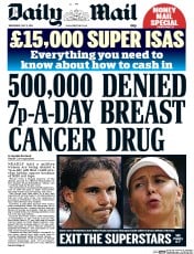 Daily Mail Newspaper Front Page (UK) for 2 July 2014