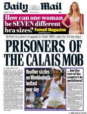 Daily Mail (UK) Newspaper Front Page for 2 July 2015