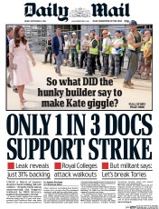 Daily Mail (UK) Newspaper Front Page for 2 September 2016