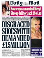 Daily Mail Newspaper Front Page (UK) for 30 October 2013