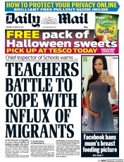 Daily Mail Newspaper Front Page (UK) for 30 October 2014