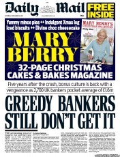 Daily Mail Newspaper Front Page (UK) for 30 November 2013