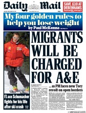 Daily Mail Newspaper Front Page (UK) for 30 December 2013