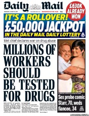 Daily Mail Newspaper Front Page (UK) for 30 January 2013