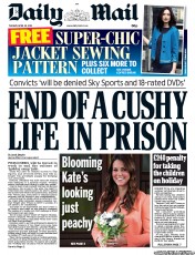 Daily Mail (UK) Newspaper Front Page for 30 April 2013