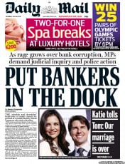 Daily Mail (UK) Newspaper Front Page for 30 June 2012