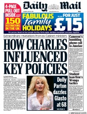 Daily Mail Newspaper Front Page (UK) for 30 June 2014