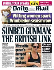 Daily Mail Newspaper Front Page (UK) for 30 June 2015