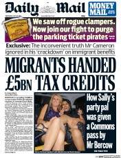 Daily Mail Newspaper Front Page (UK) for 30 July 2014