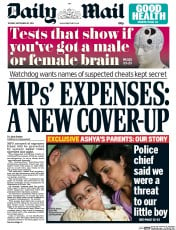 Daily Mail Newspaper Front Page (UK) for 30 September 2014