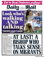 Daily Mail (UK) Newspaper Front Page for 30 September 2016