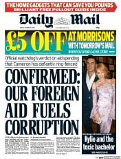 Daily Mail Newspaper Front Page (UK) for 31 October 2014