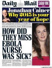Daily Mail (UK) Newspaper Front Page for 31 December 2014