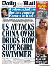 Daily Mail Newspaper Front Page (UK) for 31 July 2012