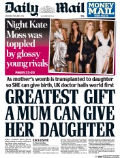 Daily Mail (UK) Newspaper Front Page for 3 December 2014