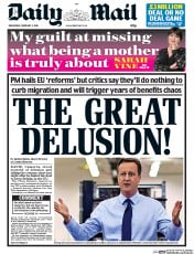 Daily Mail (UK) Newspaper Front Page for 3 February 2016
