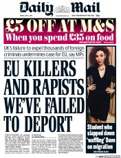 Daily Mail (UK) Newspaper Front Page for 3 June 2016