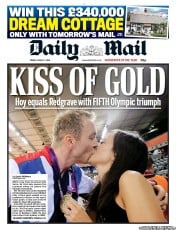 Daily Mail (UK) Newspaper Front Page for 3 August 2012