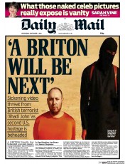 Daily Mail Newspaper Front Page (UK) for 3 September 2014