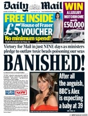 Daily Mail (UK) Newspaper Front Page for 3 September 2016