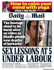 Daily Mail Newspaper Front Page (UK) for 4 February 2015