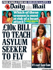 Daily Mail Newspaper Front Page (UK) for 5 November 2013