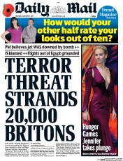 Daily Mail (UK) Newspaper Front Page for 5 November 2015