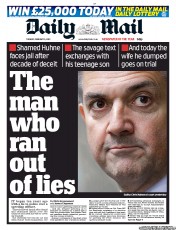 Daily Mail (UK) Newspaper Front Page for 5 February 2013