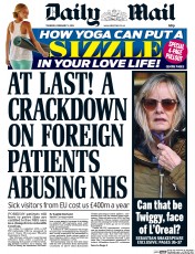Daily Mail Newspaper Front Page (UK) for 5 February 2015