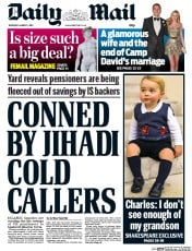 Daily Mail Newspaper Front Page (UK) for 5 March 2015
