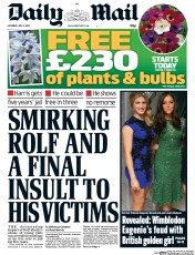 Daily Mail Newspaper Front Page (UK) for 5 July 2014