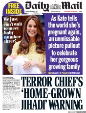 Daily Mail (UK) Newspaper Front Page for 5 September 2017