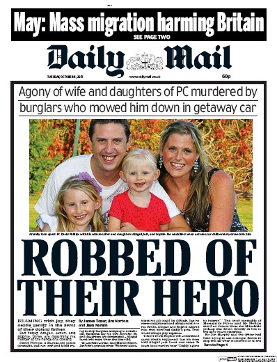 Daily Mail Newspaper Front Page (UK) for 6 October 2015