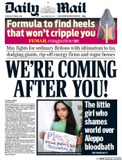 Daily Mail (UK) Newspaper Front Page for 6 October 2016