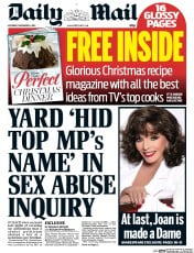 Daily Mail (UK) Newspaper Front Page for 6 December 2014