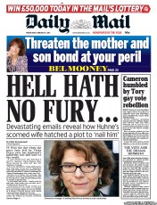 Daily Mail (UK) Newspaper Front Page for 6 February 2013
