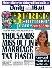 Daily Mail (UK) Newspaper Front Page for 6 June 2015