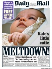 Daily Mail Newspaper Front Page (UK) for 6 July 2015