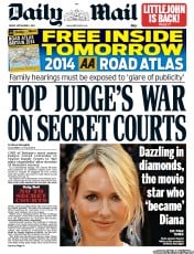 Daily Mail Newspaper Front Page (UK) for 6 September 2013