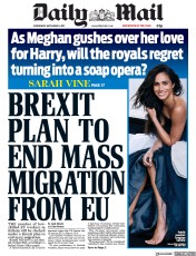 Daily Mail (UK) Newspaper Front Page for 6 September 2017